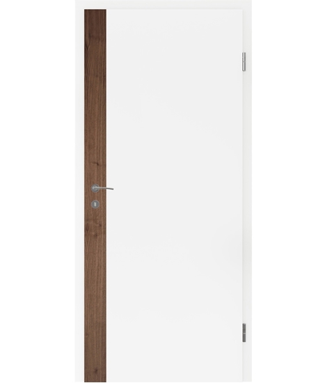 Weißlackierte Innentür mit Furniereinlage und Rillenfräsung BELLAline – F5R33L weißlackiert, Einlage Nussbaum